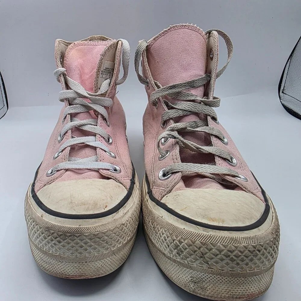 Converse All Star High Top Womens Size 7 Pink Lace Up Platform Sneakers Casual